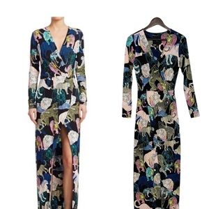 Chic Long Sleeve Multicolor Maxi Dress